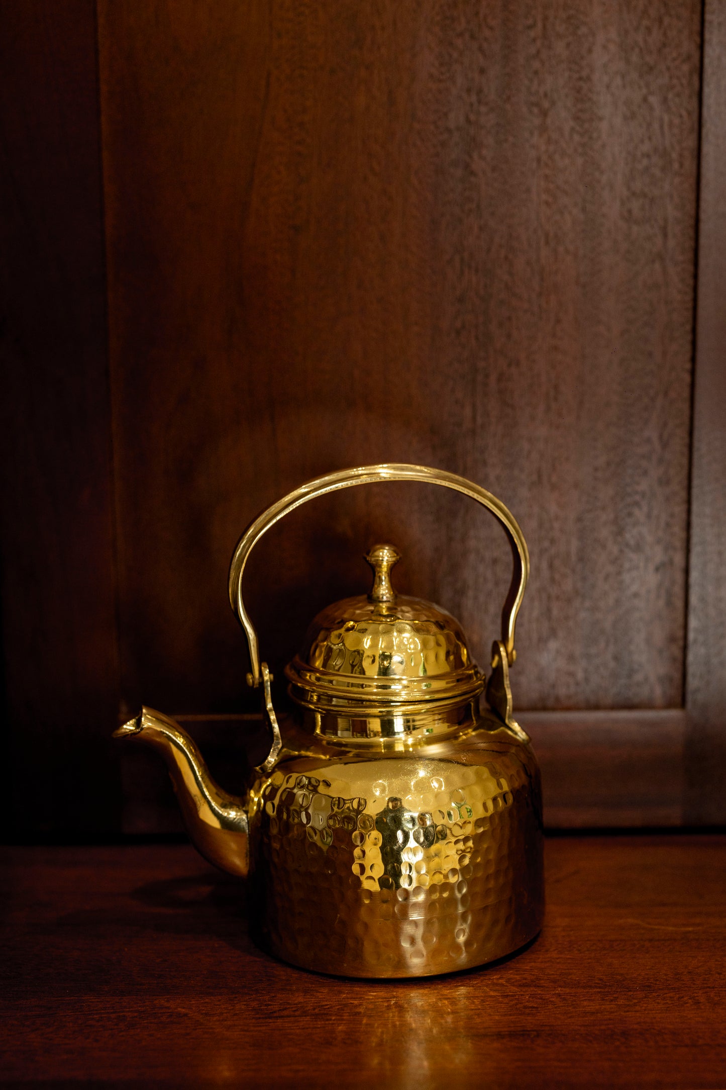 Hammered Designer Brass Tea Kettle Pot