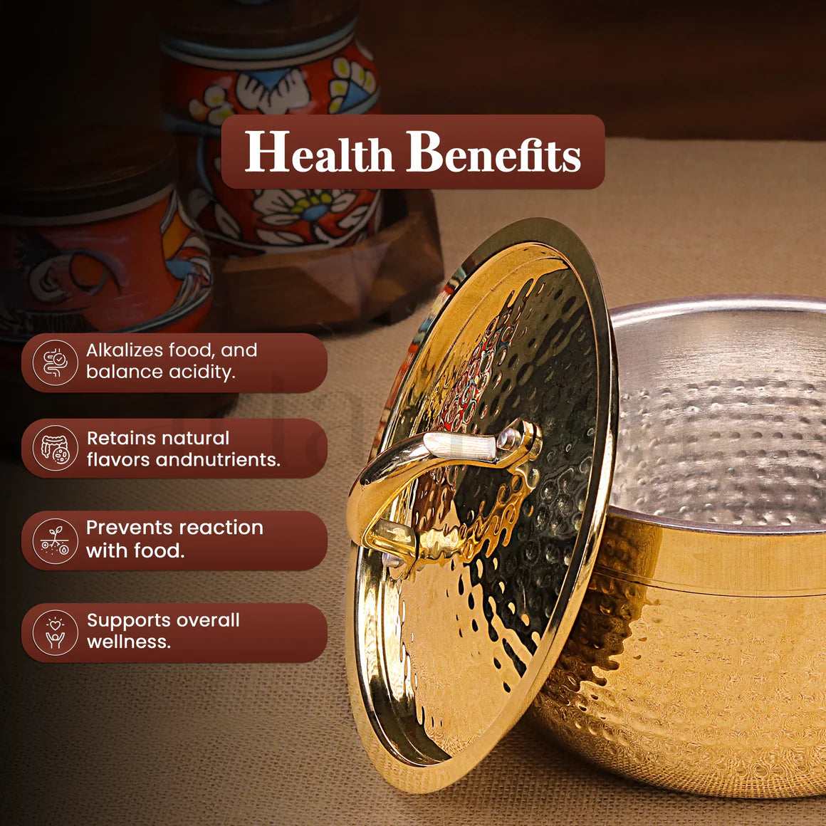 Traditional Handcrafted Brass Saucepan with Lid