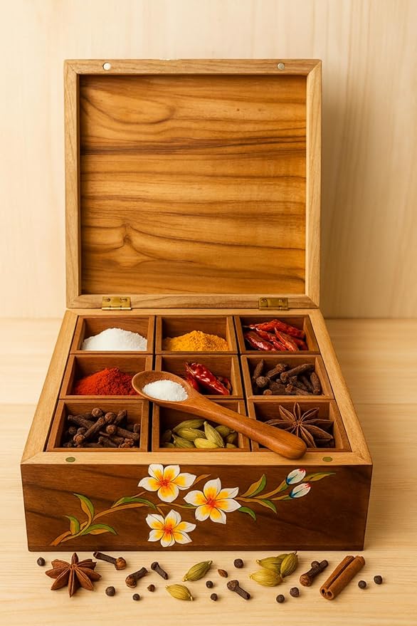CraftBerries Handcrafted Teakwood Masala Box