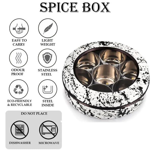 Splatterful 7 Compartment Spice Box with Spoon