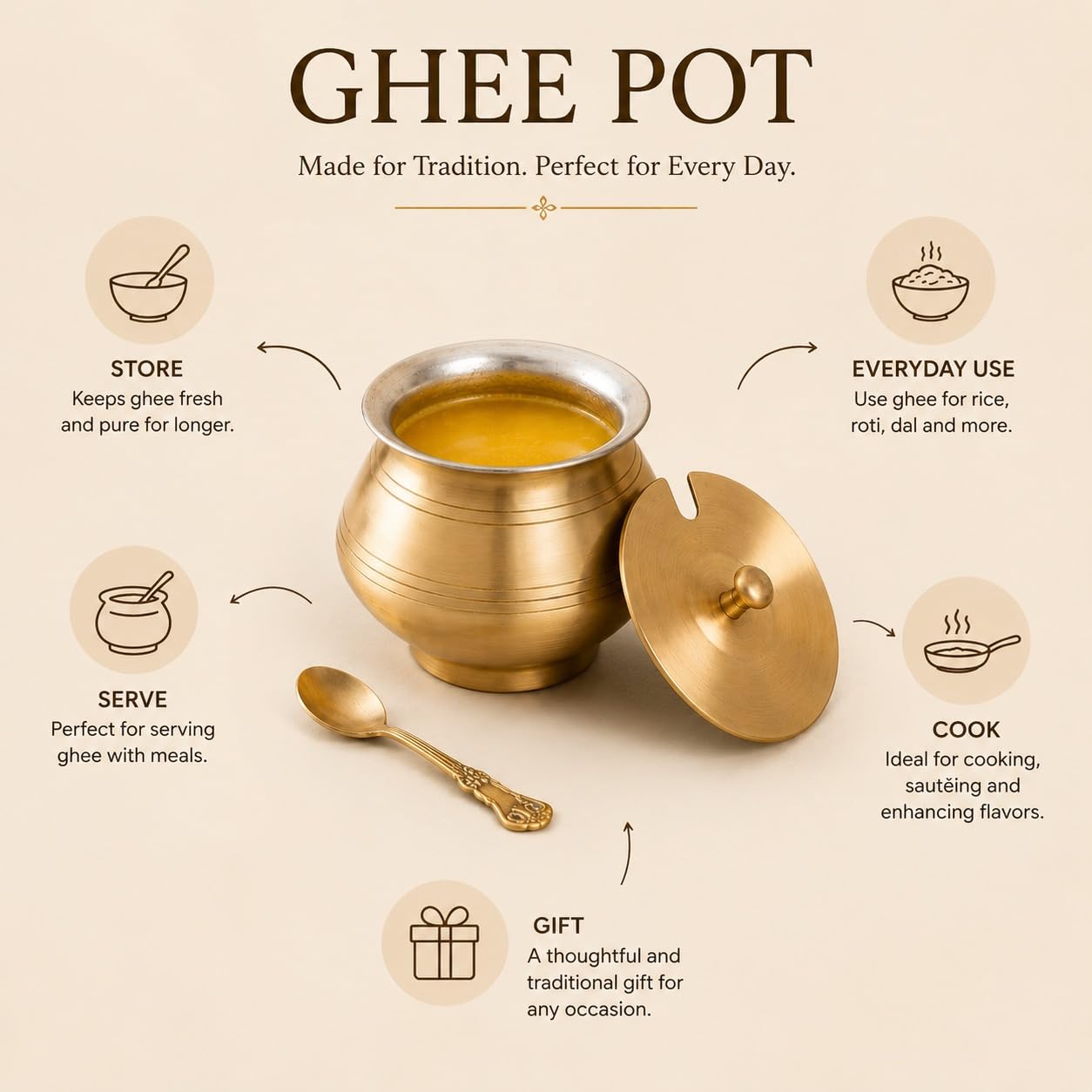 Ghee Container with Spoon (matt)