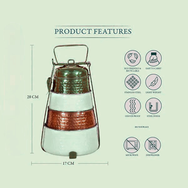 4 Tier Tiffin (Brass/Cream/Copper/Cream)