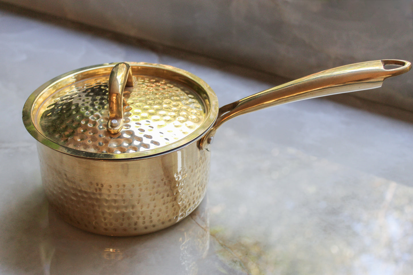Traditional Handcrafted Brass Saucepan with Lid