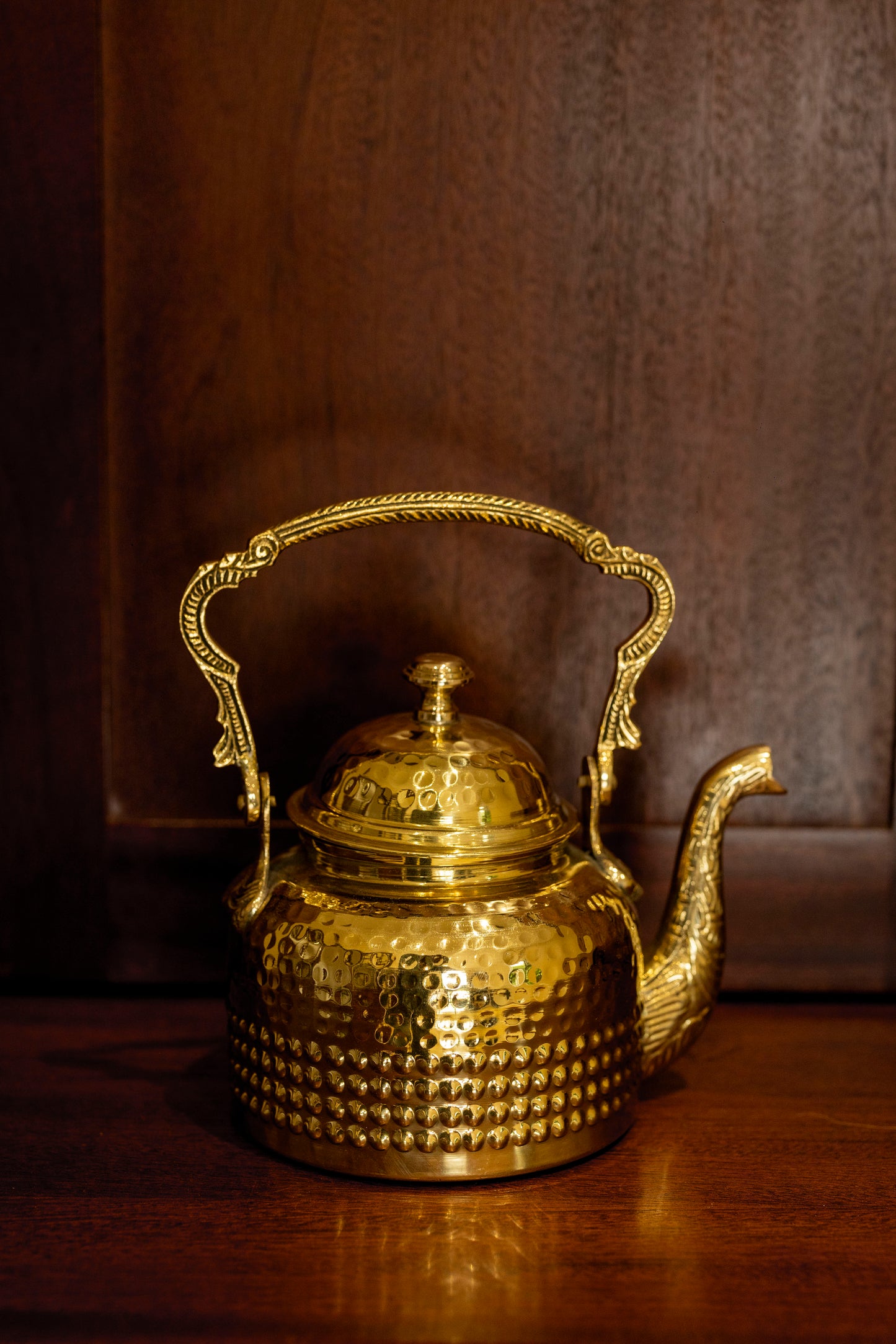 Hammered Designer Brass Tea Kettle Pot