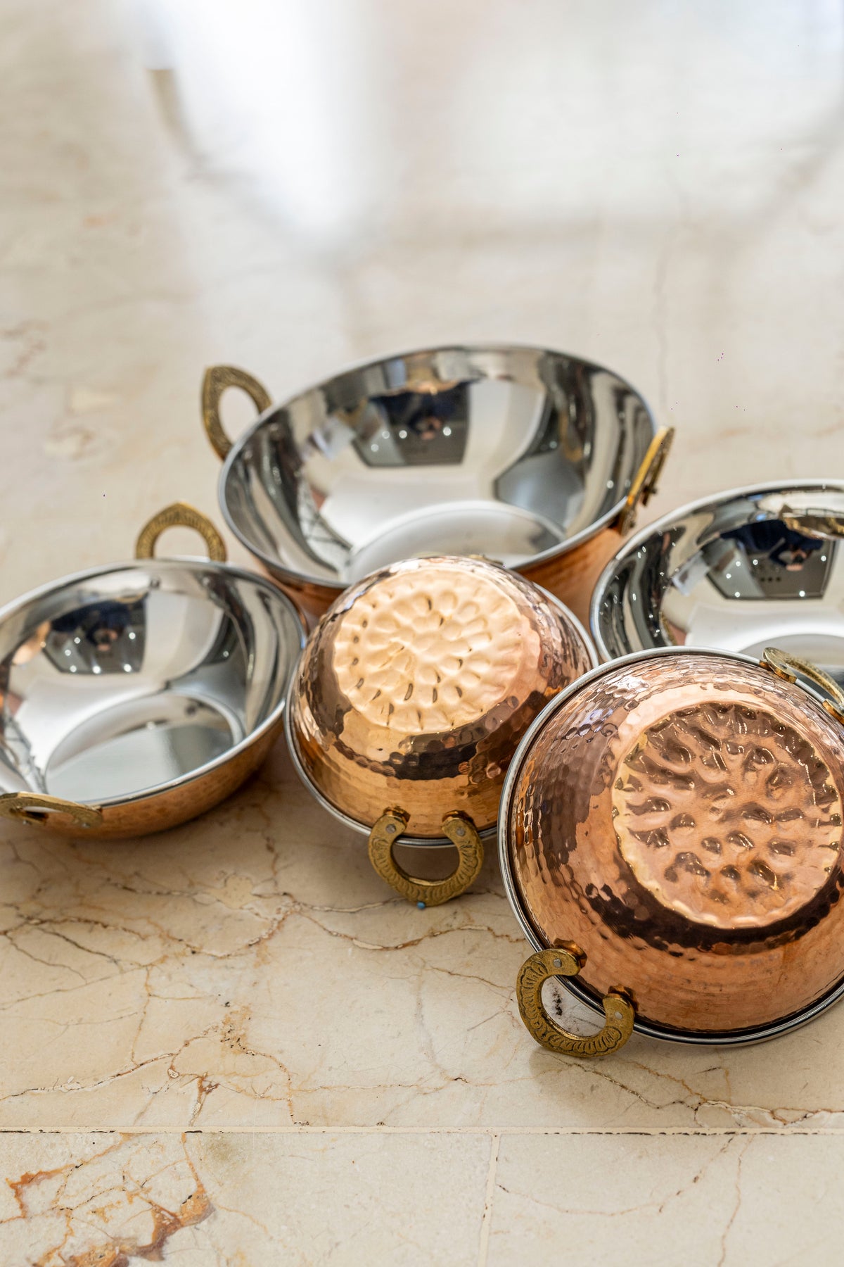 Copper Kadhai No lid (set of 5)(shashi)