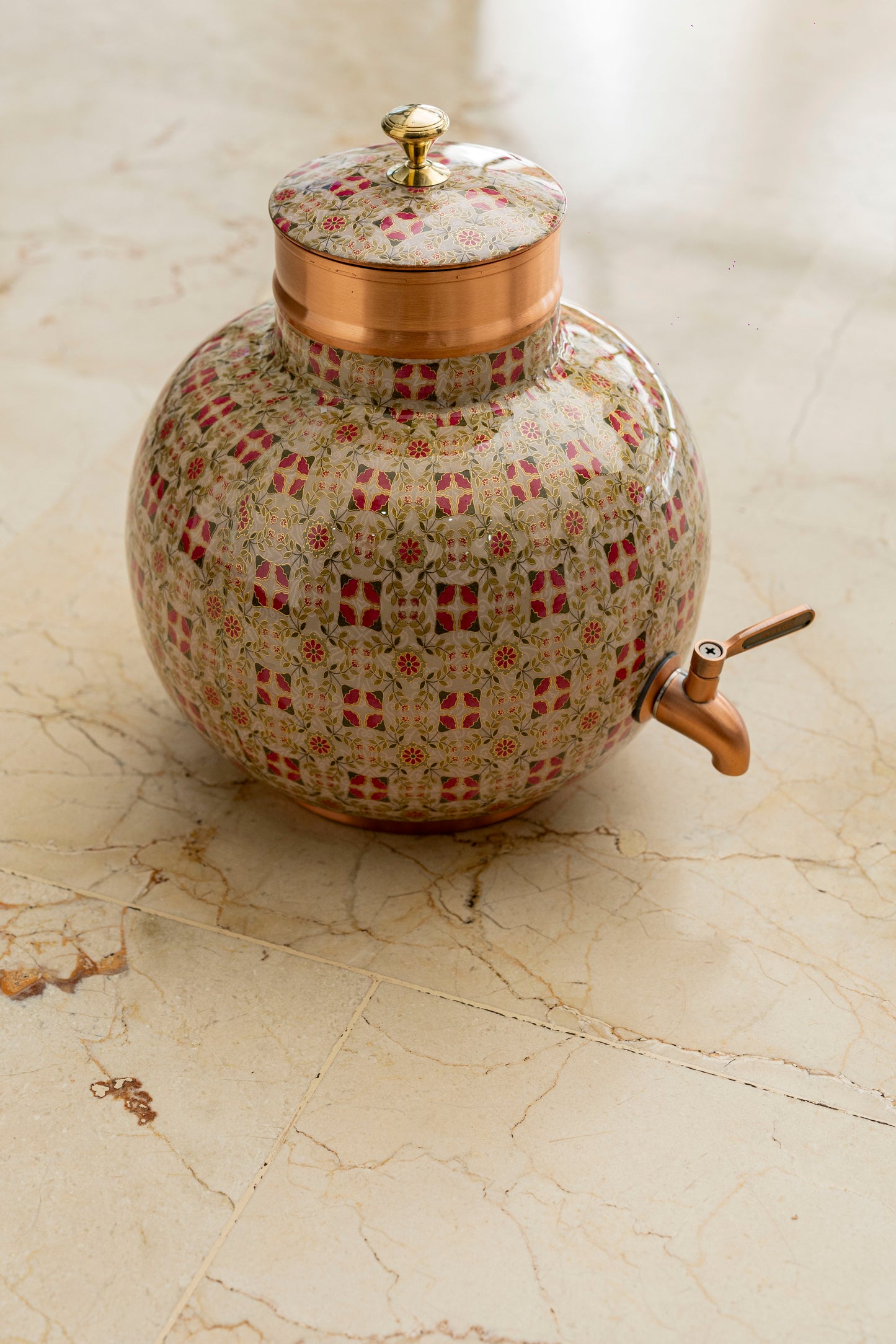 Hand-Painted Copper Water Dispenser with Tap 8L