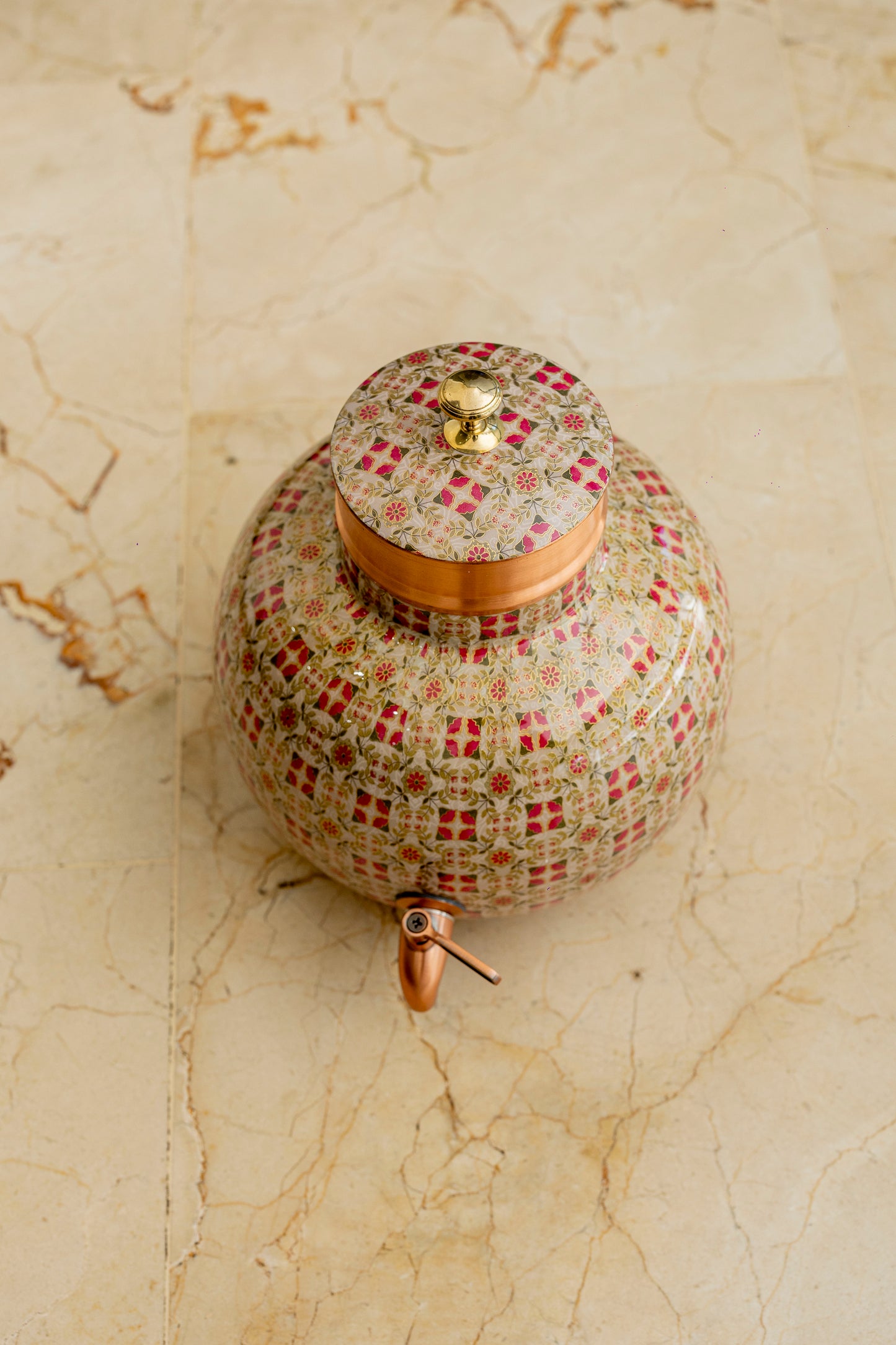 Hand-Painted Copper Water Dispenser with Tap 8L