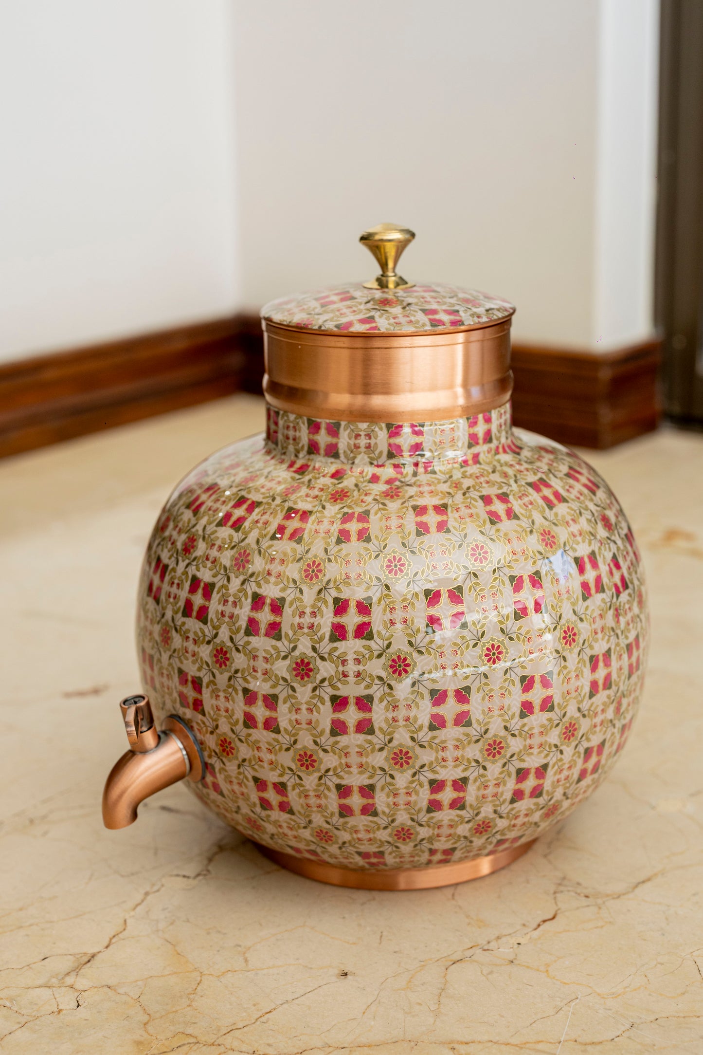 Hand-Painted Copper Water Dispenser with Tap 8L