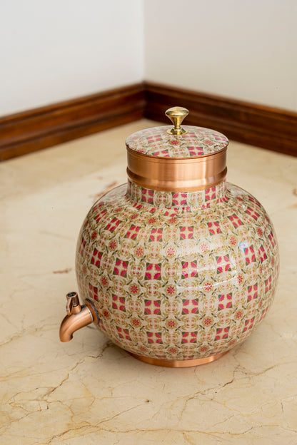 Hand-Painted Copper Water Dispenser with Tap 8L
