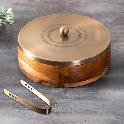Acacia Wood Roti Box with Tong