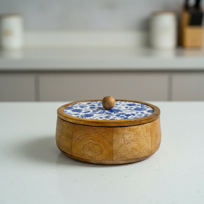 Indigo Baagh 7-Container Wooden Masala Box with Spoon