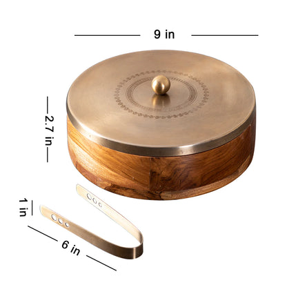Acacia Wood Roti Box with Tong