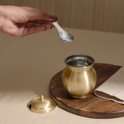 Pure Brass Ghee Pot with Spoon