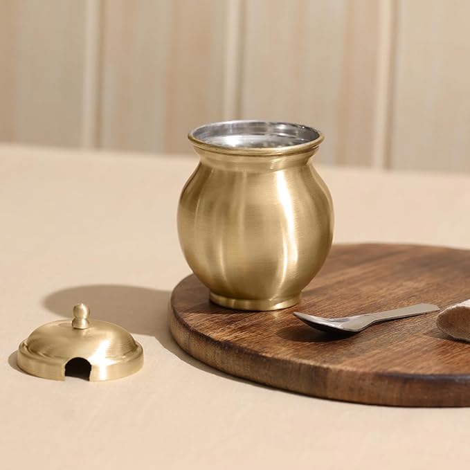Pure Brass Ghee Pot with Spoon