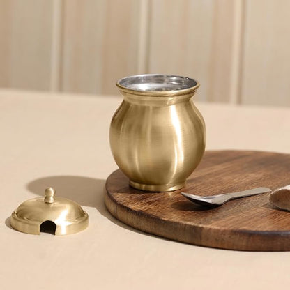 Pure Brass Ghee Pot with Spoon