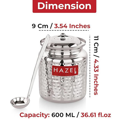 Stainless Steel Ghee Container with Spoon