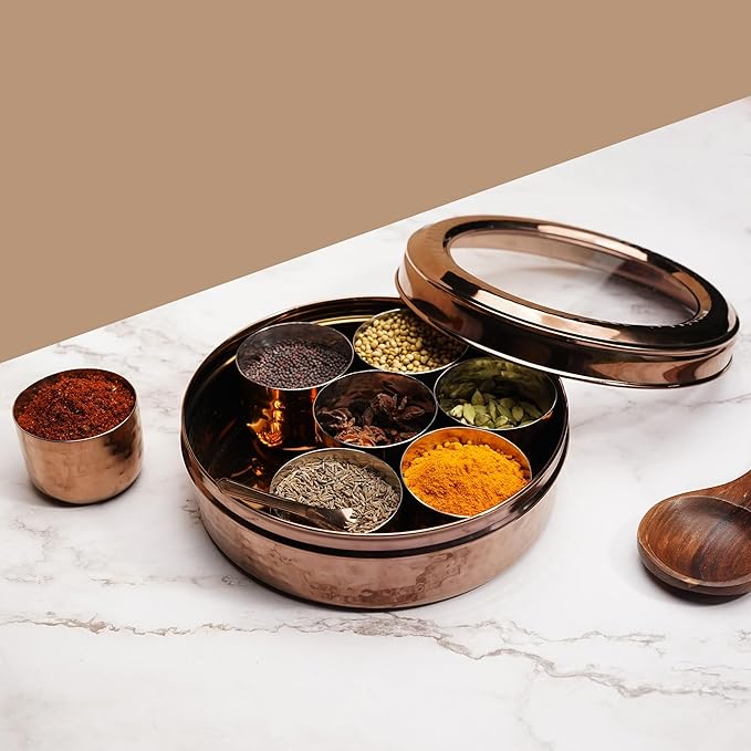 JC-S/Steel Rose Gold Masala Box