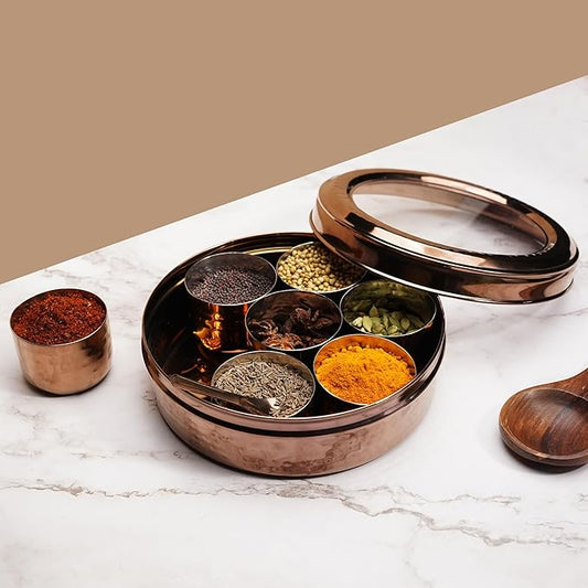 JC-S/Steel Rose Gold Masala Box