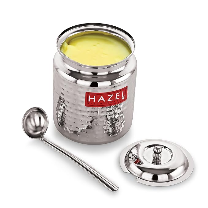 Stainless Steel Ghee Container with Spoon