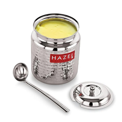 Stainless Steel Ghee Container with Spoon