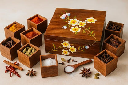 CraftBerries Handcrafted Teakwood Masala Box