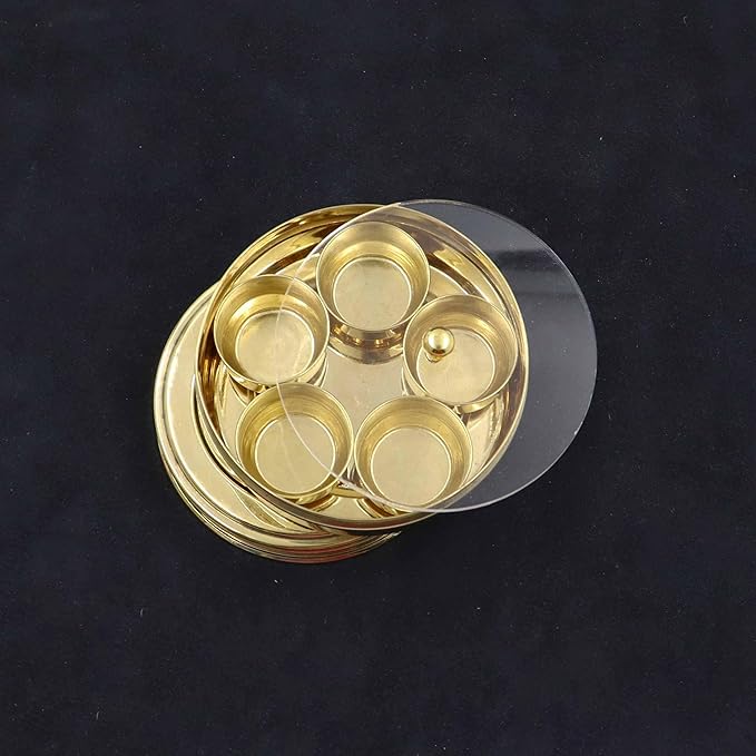 Handcrafted Brass Mini Spice Box Set