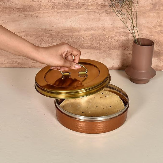 EDD S/Steel Roti Box (copper&gold)