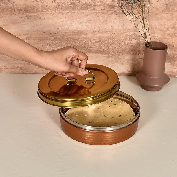 EDD S/Steel Roti Box (copper&gold) – Spice Craft ZA