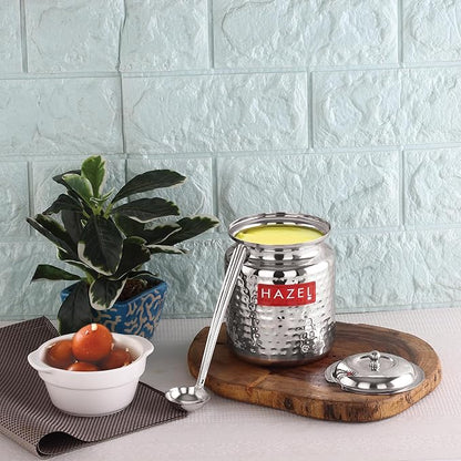 Stainless Steel Ghee Container with Spoon