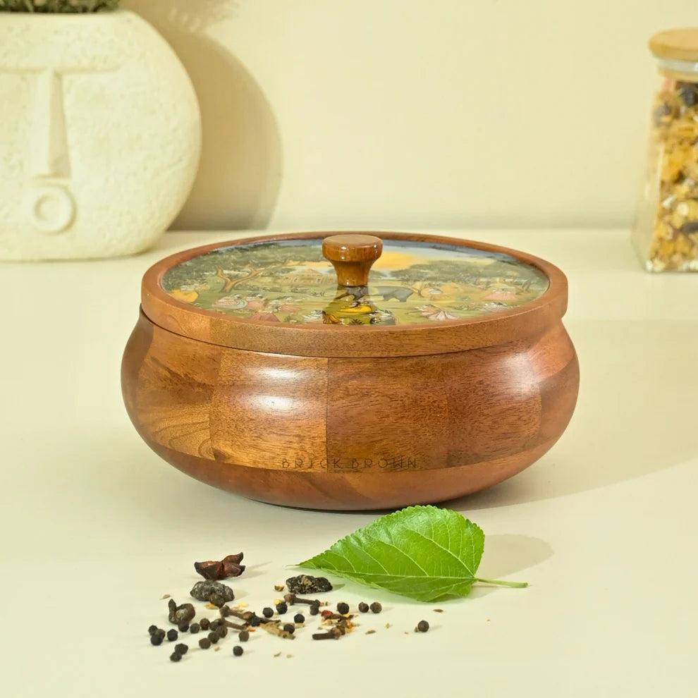 BB Handcrafted Wooden Masala Box (Traditional Print)