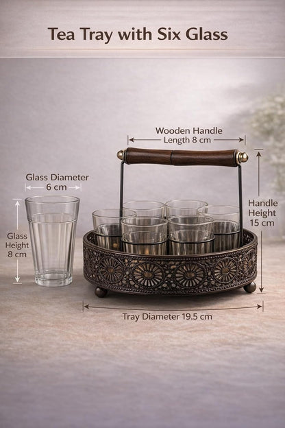 Chai Glass Set of 6 with  black Metal Stand