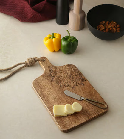 Cheese Board & Platter with Carved Flower Detail