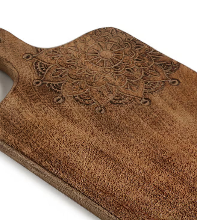 Cheese Board & Platter with Carved Flower Detail