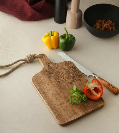 Cheese Board & Platter with Carved Flower Detail