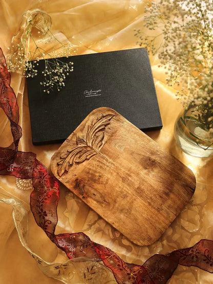 Hand-Carved Floral Cheese Board Gift Set