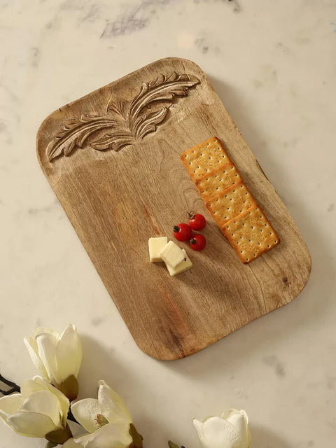 Hand-Carved Floral Cheese Board Gift Set