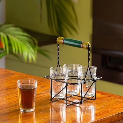 Chai Tea Glasses Set With Holder
