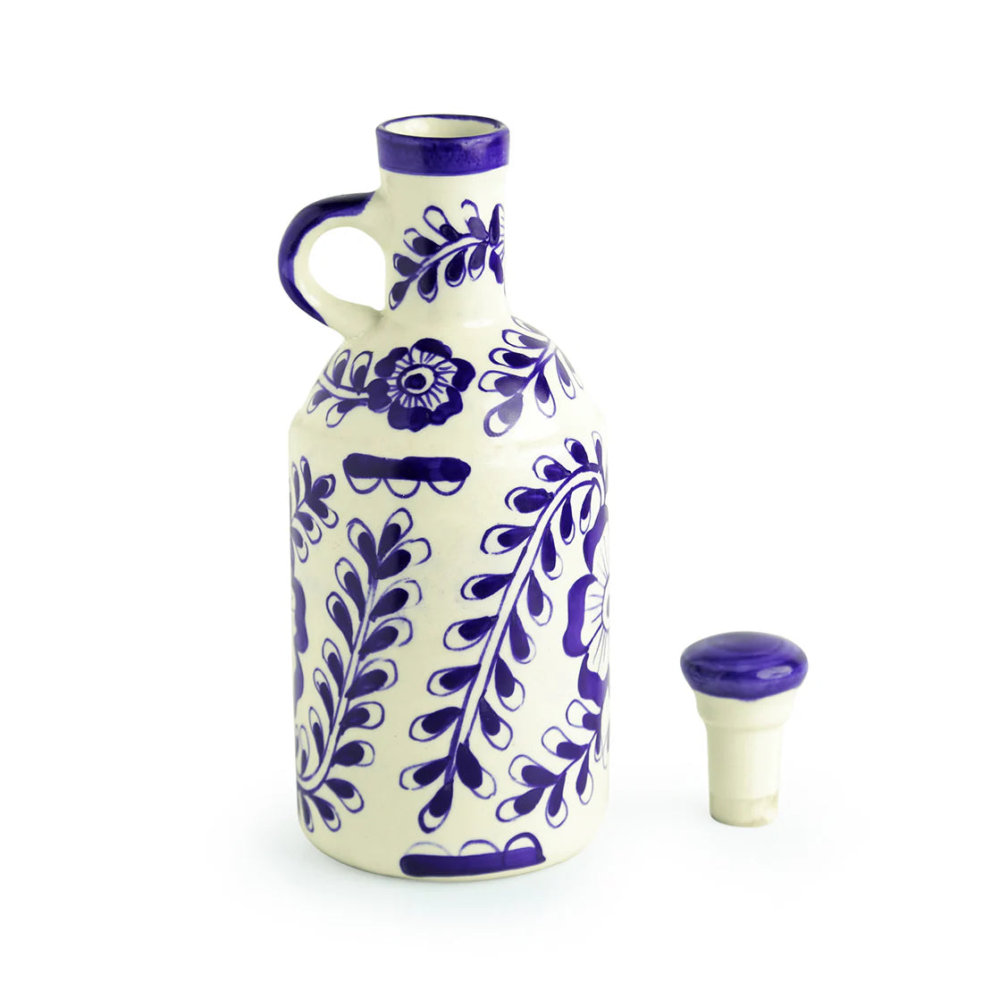 Mughal Hand-Painted Ceramic Oil Bottle (1000 ML)