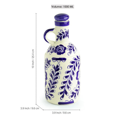 Mughal Hand-Painted Ceramic Oil Bottle (1000 ML)