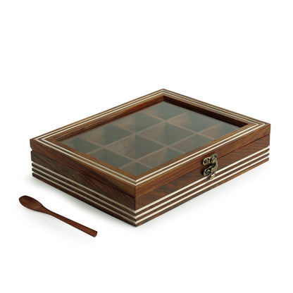 Spice Box Sheesham Wood 12 Non-Removable Compartments