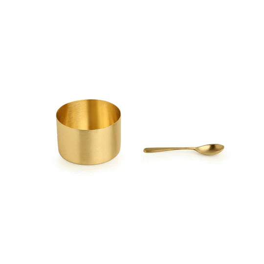 Handcrafted Spice Box In Brass With Spoon (7 Containers, 100 ML)