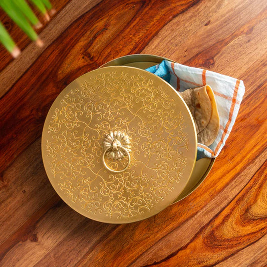 Handcrafted Chapati Box In Brass