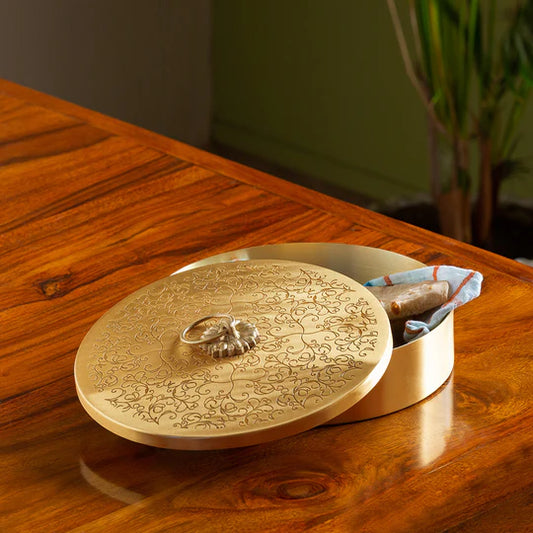 Handcrafted Chapati Box In Brass