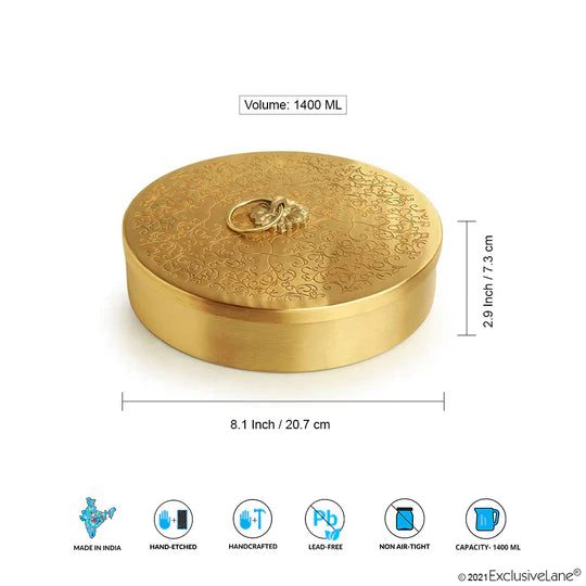 Handcrafted Chapati Box In Brass