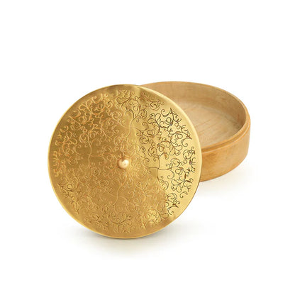 Handcrafted Chapati Box In Brass & Mango Wood