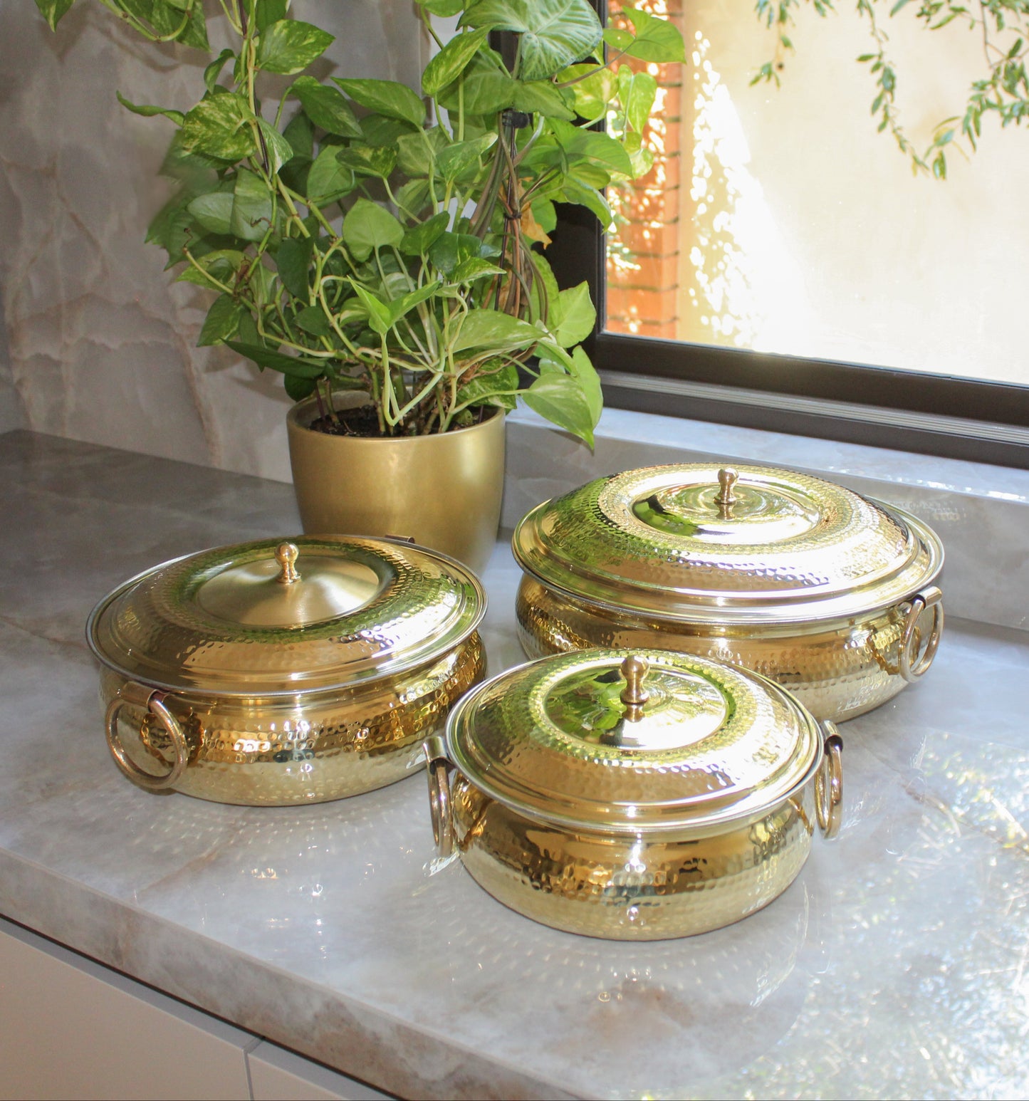 Hand Crafted Brass Pot Set