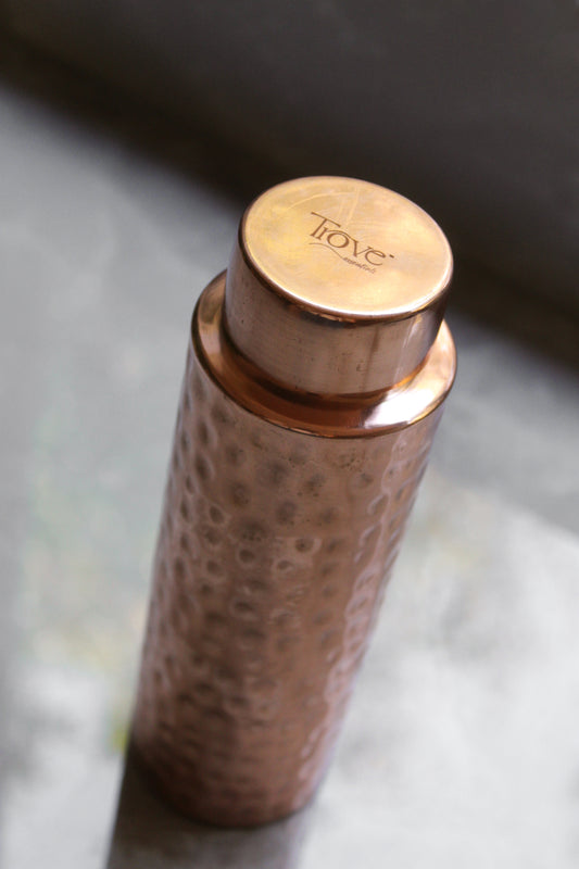 Slim Hammered Copper Bottle 400ml
