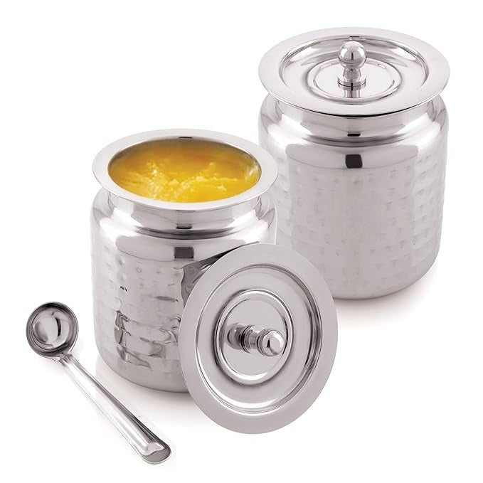 MC Stainless Steel Ghee Pot with Spoon