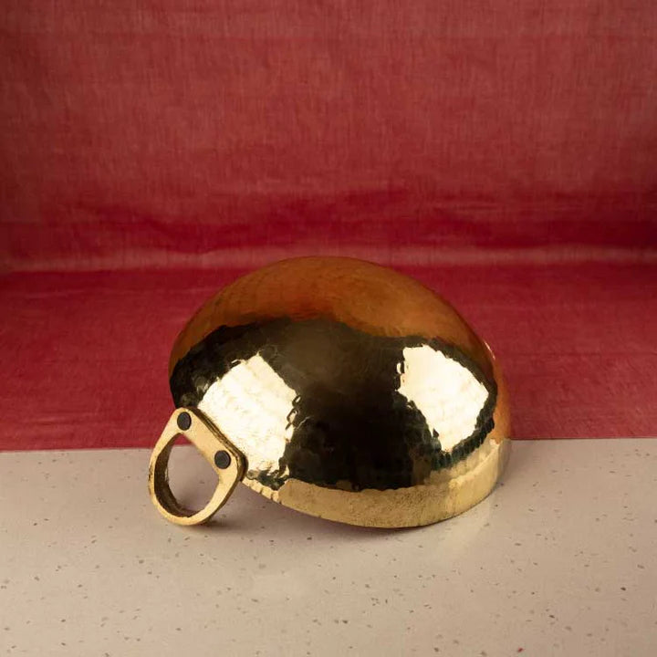 Brass Round Base Kadhai with Glass lid