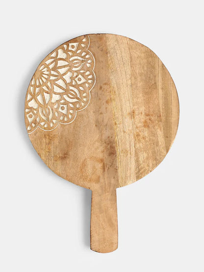 Round Cheese Board & Platter with Carved Flower